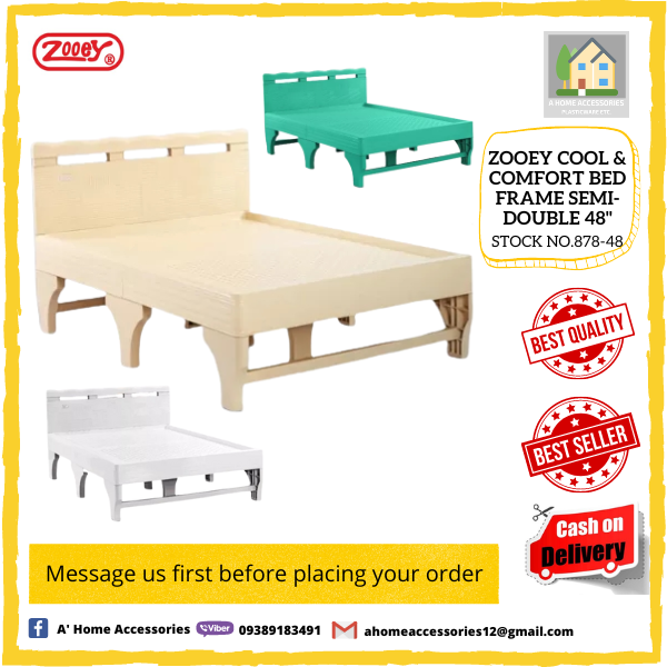 Zooey Cool & Comfort Bed Frame SemiDouble 48inches green beige white