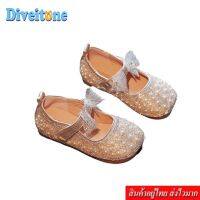 Fashion diamond pearl little girl cute bow princess leather shoes  รองเท้าคัทชูเด็กผู้หญิง ติดไข่มุก กากเพชรแบบสวม รุ่น