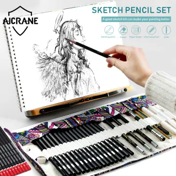 29pcs/set Sketch Pencil Set Professional Sketching Drawing Kit Wood Pencil  Pencil Bags Art Supplies Drawing Set Charcoal Pencils Kneaded Eraser Art Kit  for Painter School Students Kids Teens Adults Sketch Set