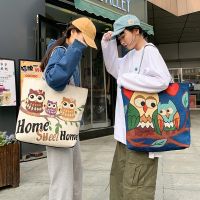 【Lanse store】Women  39;s Large Capacity Handbags Student Fashion Shoulder Bag Animal Print Shoppers All Match Canvas 2021 Female