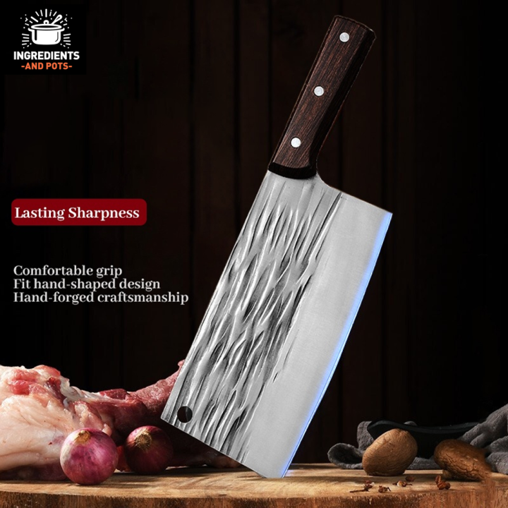 Handmade Kitchen Knife Hammer Stainless Steel Chef's Chopper Cooking Knives  Meat