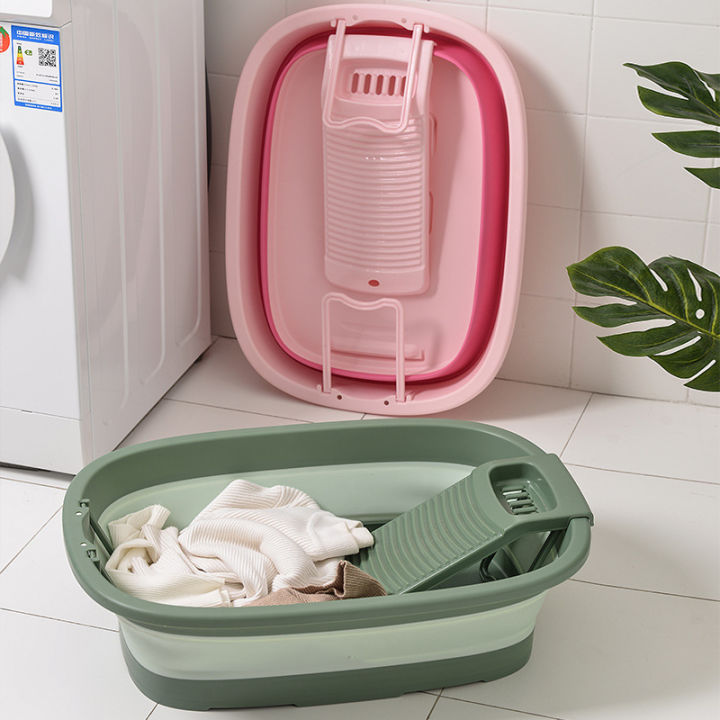 foldable-laundry-tub-large-with-washboard-home-laundry-basin-multi