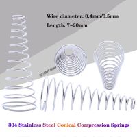 ❆☃◕ Tower Spring 304 Stainless Steel Conical Compression Springs Wire Diameter 0.4mm/0.5mm Taper Pressure Spring Length 7-20mm