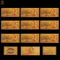 10Pcs/Lot Nice Product Thailand Gold Banknotes 1000 Baht Paper Money in Gold Plated Replica Currency Collection