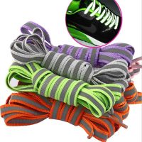 1 Pair Flat 120CM Reflective Runner Shoe Laces Safety Luminous Glowing Shoelaces Unisex For Sport Basketball Canvas Shoes