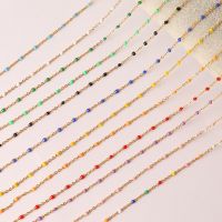 ﹍ 1Meters Stainless Steel Beads Chain Gold Bohe Colorful Chain Enamel Satellite Beaded Cable Ball DIY Making Necklace Bracelet