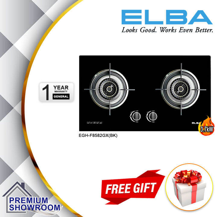 (AUTHORISED DEALER) ELBA 2 Burners 3.7kW Built In Glass Hob / Gas