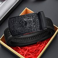 JIFANPAUL Brand Mens Fashion Automatic Buckle Black Business Genuine Leather Mens Jeans High Quality Belt Mens Belt No Gift B Belts
