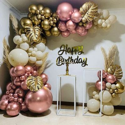 Pink Balloon Garland Arch Kit Rose gold Metallic latex Balloons Kids Birthday Wedding Party Decoration Baby Shower Decoration Balloons