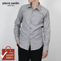 Pierre Cardin เสื้อเชิ้ตแขนยาว Slim Fit รุ่นมีกระเป๋า ผ้า Cotton 100% [SJJ018F-GY]