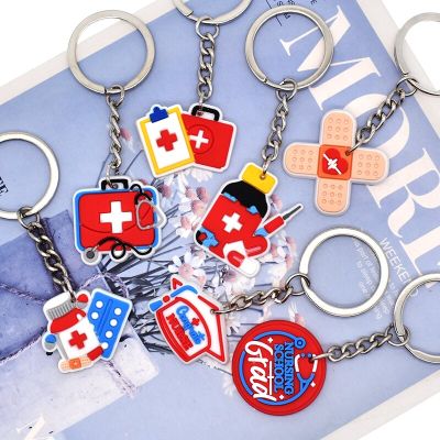 1PCS PVC Keychain Medical Ambulance Key Rings Medical Ambulance Key Holders Fit Kids Adult Car Keys Gift Trinkets Key Chains