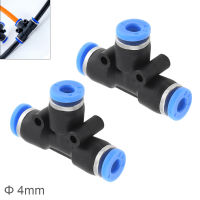 2Pcs 4Mm T Shaped Pneumatic Quick Connector Tee Union Connector Tube Quick Fittings For Air Water Hose Tube