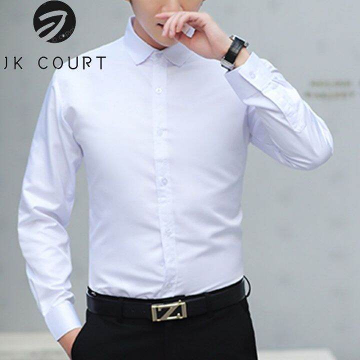 jk-court-เสื้อเชิ้ตแขนแขนยาวสั้นของผู้ชายสีขาวเข้ารูปแนวธุรกิจเสื้อเชิ้ตผู้ชายฤดูใบไม้ผลิเสื้อเชิ้ตผู้ชายเสื้อฤดูร้อน