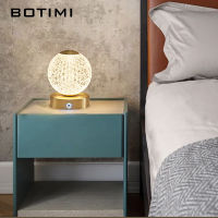 USB Dimmable Full Copper Table Lamp For Bedroom Art DECO Round Acrylic Bedside Luminaire LED Designer Ho Decoration Lighting