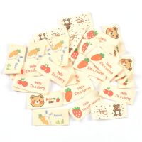 50Pcs Rabbit/Cear Fruits Printed Cloth Labels For Sewing Accessories Garment DIY Crafts Supplies Kid Hats Shoes Handmade Tags Stickers Labels