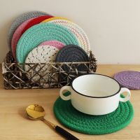 【CC】 Round Rattan Placemats Corn Woven Dining Table Mats Insulation Pot Holder Cup Coasters Accessories