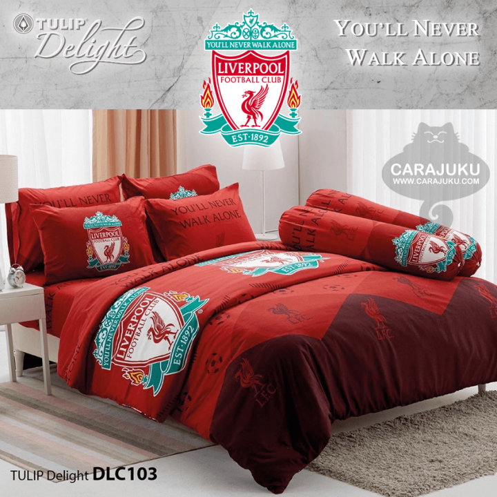 tulip-delight-ชุดผ้าปูที่นอน-ผ้านวม-5-ฟุต-ลิเวอร์พูล-liverpool-dlc103-สีแดง-ชุด-6-ชิ้น-ทิวลิป-ผ้าปู-ผ้าปูที่นอน-ผ้าปูเตียง-หงส์แดง-ลิเวอร์