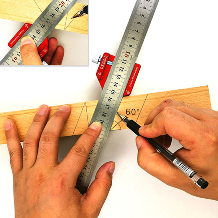 เครื่องมือลงชื่อในงานไม้อุปกรณ์คัดลอกไม้บรรทัดเหล็กสำหรับการวัดงานไม้ช่างไม้ช่างไม้มุมแบบมืออาชีพ