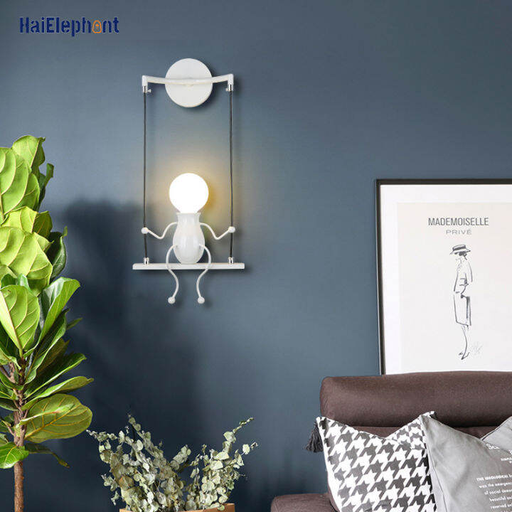 creative-led-wall-mounted-small-man-swing-lamp-childrens-room-bedroom-bedside-aisle-wall-sconces-nordic-art-decor-wall-lighting