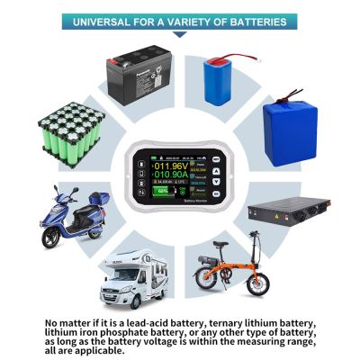 Battery Monitor Bluetooth DC 0-120V 100A 400A 600A Battery Tester Voltage Current VA Battery Coulomb Meter Capacity Indicator