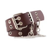 D&amp;T Fashion Alloy Women Men Belts Chain luxury PU Leather New Style Pin Buckle Jeans Chains Decorative Ladies Retro Casual Punk