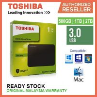 ส่งจากกรุงเทพ Toshiba ฮาร์ดไดรฟ์ภายนอก 2TB/1TB External HDD USB 3.0 2.5" External Harddrive ฮาร์ดดิสก์แบบพกพา รับประกัน 3 ปี