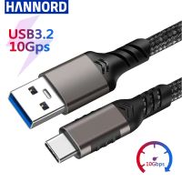 Hannord USB3.2สายเคเบิล10Gbps USB การพิมพ์-C 3.2 USB สำหรับโอนย้ายข้อมูล USB C SSD สายเคเบิลฮาร์ดดิสก์3A 60W ชาร์จเร็ว3.0สายชาร์จ