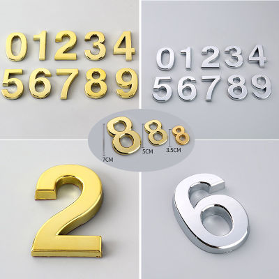 3D Digits Number Plate Sign Sticker Hotel Home Self-adhesive House Numeral Door Plaque Silver Gold-zptcm3861