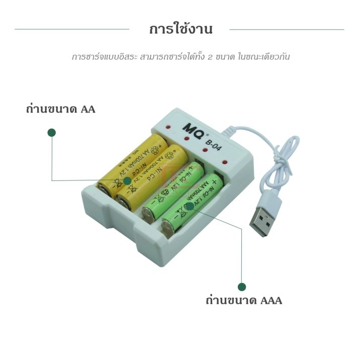 ที่ชาร์จถ่าน-แท่นชาร์จ-ที่ชาร์จถ่านแบบสาย-usb-ชาร์จถ่าน-ถ่านชาร์จ-ขนาด-aa-และ-aaa-รองรับถ่านแบบ-ni-cdและni-mh