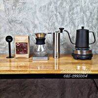 LDS01-ชุด Drip coffee ขนาด 400ml+ที่กรองสแตนเลส+ที่บดสแตนเลส+ตาชั่งดิจิตอล+กาดริป 600ml+เตาไฟฟ้า+ช้อน+กาแฟ