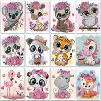 2 5D DIY เพชรภาพวาดดอกไม้สัตว์ Tiger Fox Unicorn Flamingo Full Square &amp; Round Mosaic เย็บปักถักร้อย Cross Stitch Home Decor