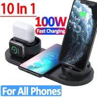 ZZOOI 100W Wireless Charger Stand 10 in 1  Fast Charging Dock Station for iPhone 14 13 12 Pro Max Apple Watch 8 7 AirPods Pro iWatch