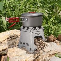 Lixada Compact Folding Titanium Wood Stove for Outdoor Camping Cooking Picnic