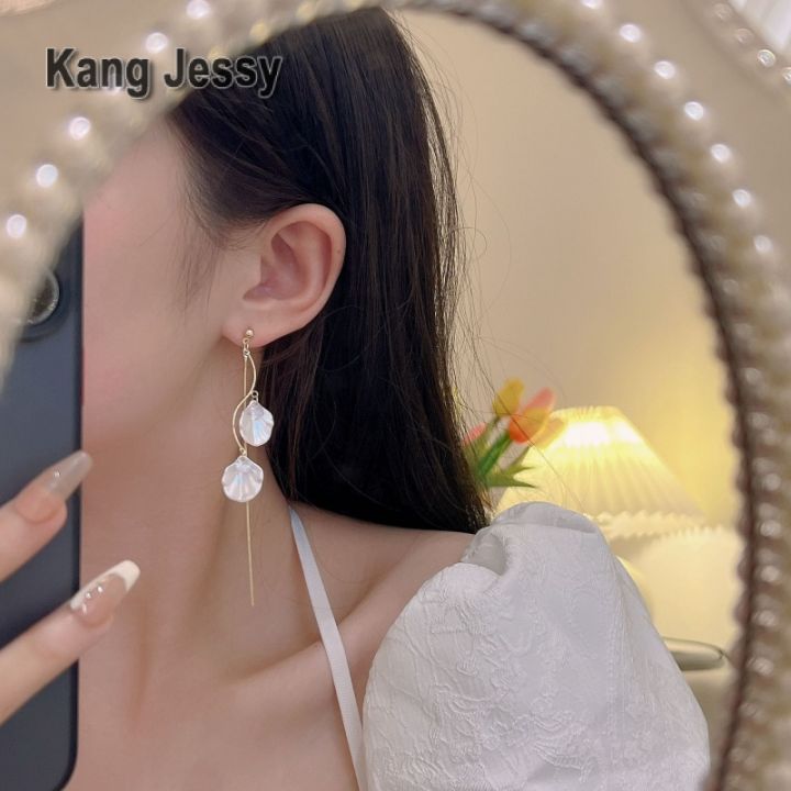 kang-jessy-s925-ต่างหูพู่กลีบเข็มเงิน-2023-ใหม่แฟชั่นบุคลิกภาพที่นิยมในโลกออนไลน์ต่างหูสไตล์เกาหลียาวต่างหูผู้หญิง