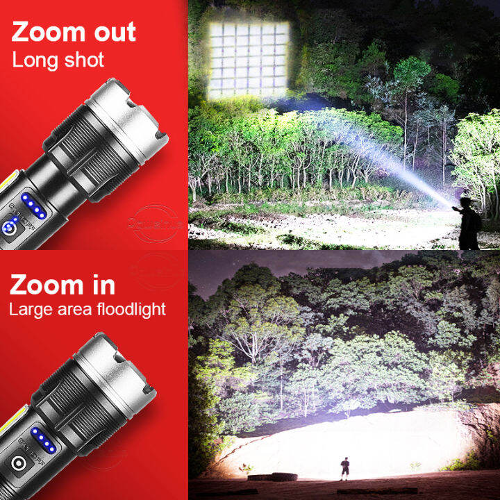 xhp360-flashlight-ไฟฉายสปอตไลท์-ไฟฉายแรงสูง-ไฟฉาย-อลูมิเนียมอัลลอยด์-with-1-26650-battery-ledยุทธวิธีแบบพกพาชาร์จมือถือได้-แรงสูงชาร์จ-usb-ไฟฉายแบบชาร์จ-สว่างมาก-ปรับได้-7-mode-โหมดสว่างมากสำหรับการตั