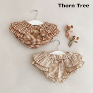 Thorn Tree Baby Girls Cotton Ruffled Edges Elastic Waist PP Pants Kid