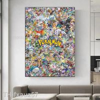 2023☇✤ All the Characters Poster Pikachu Anime Canvas Painting Wall Pictures Mural Bedroom