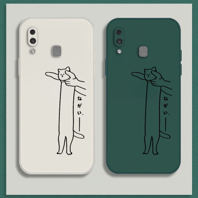 เคส Samsung A30 Case เคสซิลิโคนเหลวแมวขี้เกียจการ์ตูนน่ารัก Flocking ฝาครอบโทรศัพท์ป้องกัน