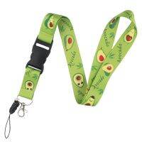 Green Fruit Avocado Lanyard Key Chain Neckband Hang Rope Lariat ID Lanyards Cartoon Ribbon Remove Buckle Neck Straps Accessories