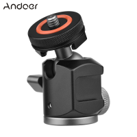 Andoer 2-In-1 360 ° หมุนได้ใช้คู่หัวบอลเย็นรองเท้าภูเขามินิหัวบอลกับ1/4สกรูเย็นพิเศษรองเท้าภูเขาสำหรับกล้องโทรศัพท์ผู้ถือขาตั้งไมโครโฟน