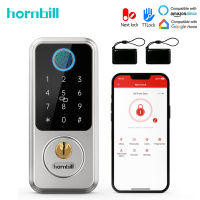 Hornbill ลายนิ้วมือสมาร์ทประตูล็อค Deadbolt Biometric อิเล็กทรอนิกส์ Keyless Entry ประตูล็อคด้านหน้าอัตโนมัติสำหรับ Home Security Access-hjgytyuuiytt