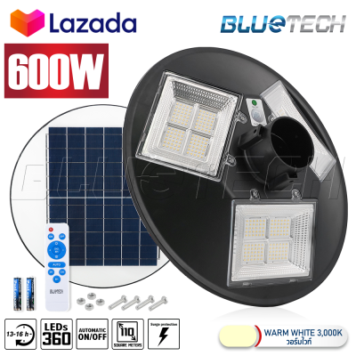 Bluetech USA ไฟ UFO ไฟถนน ไฟโซล่าเซลล์ Solar Street Light UFO ขนาด 600 วัตต์ สี ขาว White / วอร์มไวท์ Warm White Solar Cell LED Spotlight 3 / 5 ทิศทาง กันน้ำ IP67 รับประกัน 1 ปี