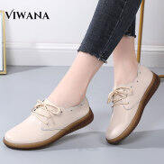 VIWANA Oxfords Shoes For Women Korean Style Genuine Leather Casual Flats