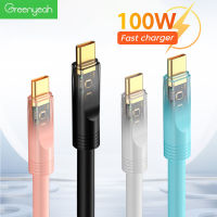 Greenyeah 100W สาย USB ใส Type C 6A สายชาร์จเร็ว480Mbps สายข้อมูล3.0 USB ไปยัง Type C สายเคเบิลสำหรับ Xiaomi Redmi Oneplus อุปกรณ์เสริมโทรศัพท์มือถือ Samsung