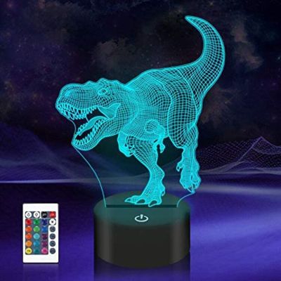 ชุดไดโนเสาร์แผ่นเรืองแสงไฟ LED กลางคืน3มิติโคมไฟควบคุมโต๊ะระยะไกลของเล่นของขวัญสำหรับเด็กของตกแต่งบ้านไฟกลางคืน3D