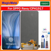 MagicMeta จอแสดงผล OLED สำหรับ Oppo Reno PCAT00 CPH1917 PCAM00จอแสดงผล LCD แผงหน้าจอสัมผัสเครื่องอ่านพิกัดแทนการประกอบสำหรับ OPPO Reno แอลซีดี