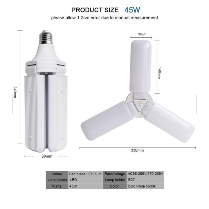 (45W) Foldable Fan Blade LED Light Bulb ceiling Fan Lazada PH