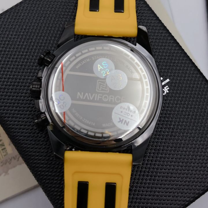 naviforce-นาฬิกาข้อมือชาย-แบรนด์แท้-กันน้ำ-100-พร้อมกล่องแถมฟรี-สายยาง-เข็มเล็กใช่ได้-หน้าปัด-45-มม-พร้อมบอกวันที่