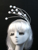 ? White Hair Ball Style Headband Hair Accessories T Stage Show Stage Table Performance Headwear Headband Exaggerated Photography Building Portrait