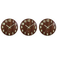 3X Luminous Wall Clock,12 Inch Wooden Silent Non-Ticking Kitchen Wall Clocks for Indoor/Outdoor Living Room